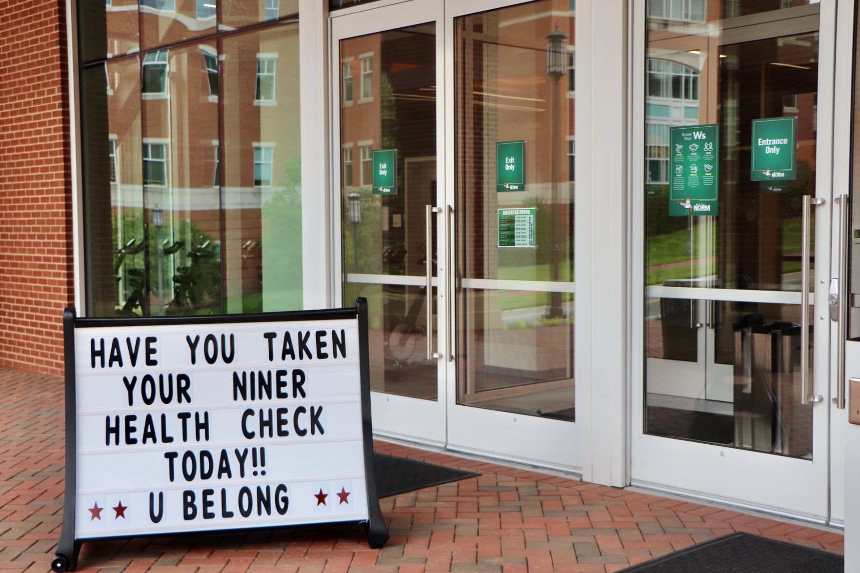 COVID signs in the union and outdoor scenery